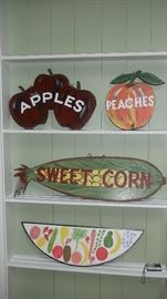 signs.  Apple/corn & peaches signs are 2 sided