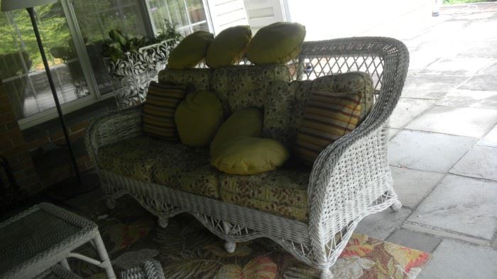 wicker sofa, outdoor set with cushions