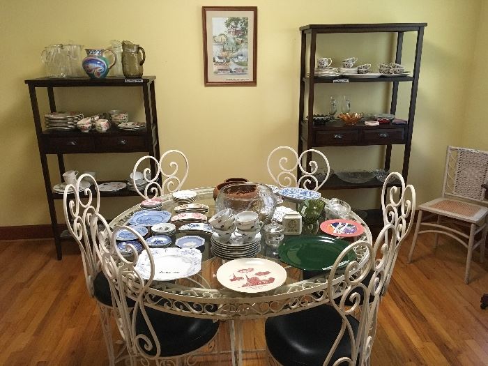 Glass & iron table with 6chairs
