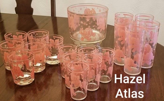 Hazel Atlas Pink Elephant Set 