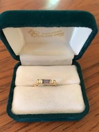 Stamped 14K with 2 Diamonds flanking Center Stone