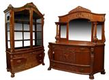 LARGE OAK DISPLAY CABINET & SIDEBOARD