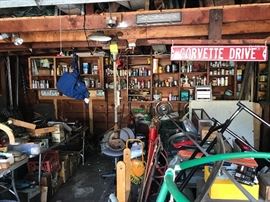 Garage is packed full of great vintage items including some vintage auto parts and Corvette parts