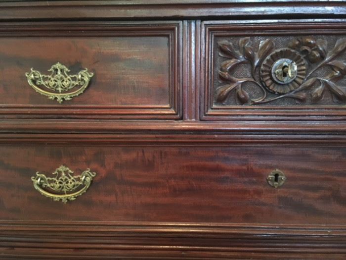 Detail of mahogany dresser