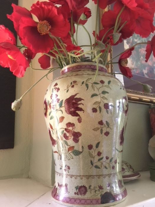 Painted ceramic ginger jar