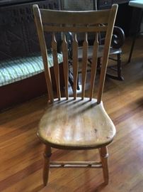 English country arrow back splat pine side chair, single plank seat