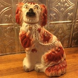 12" red Staffordshire King Charles Spaniel with lock and chain