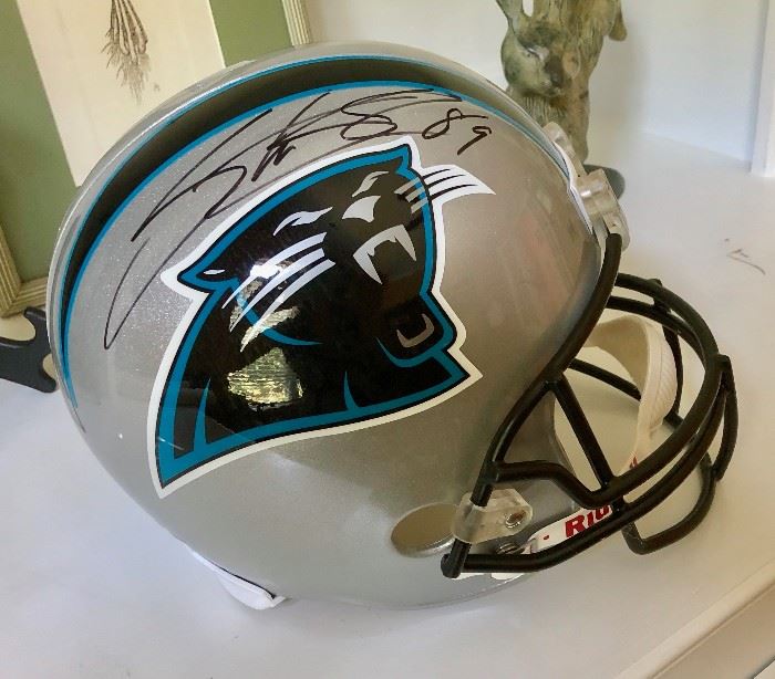 Carolina Panthers helmet signed by Steve Smith