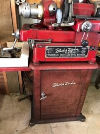 Black and Decker Valve and Tool Grinding Machine on B&D Storage Cabinet