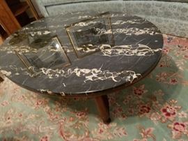 Oval marble top coffee table