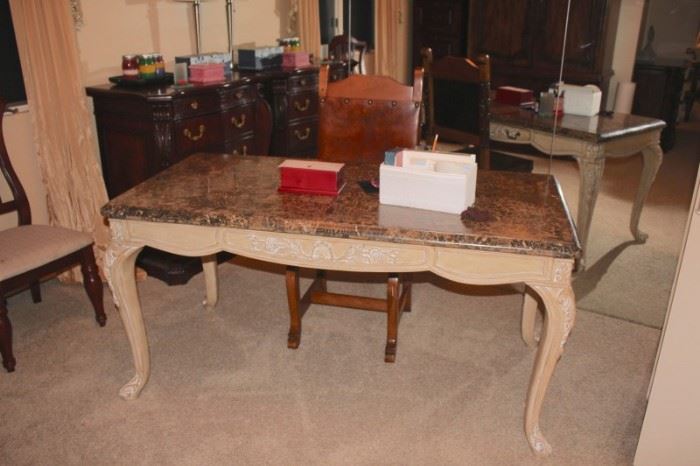 Marble Topped Table with Chair