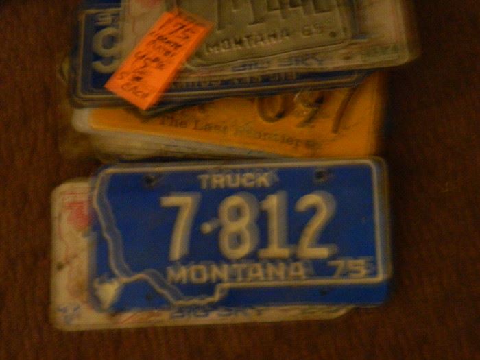 Several vintage license plates