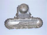 Old writing set with glass pen and inkwell