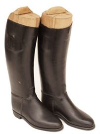 Pair of Black Leather Ladies Riding Boots