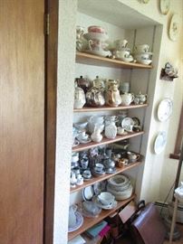 Belleek, English and American porcelain plus dragon ware, a collection of cups and saucers ( mostly English) Chintz, teapot collection, Victorian silverplate and pewter- its endless
