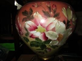 The font to a kerosene lamp- hand-painted and quite pretty