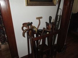 Collection of walking sticks and canes