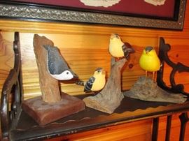 Wonderful collection of several hand-carved songbirds