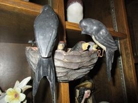 Early and wonderful Penn/German barn swallows on a nest- great carving