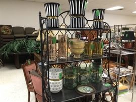 Decorator glass items - black & white stripe, gold, white and more 