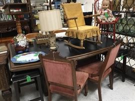 Large curved conference table + 4 matching leather stools - buy one or all!