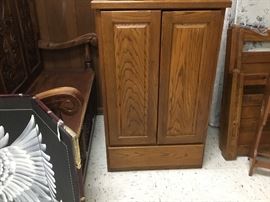 Full view of oak TV armoire
