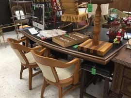 Another view of the conference table with 2 matching chairs.  Appke computer and keyboard on left
