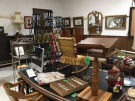 Small pedestal stand, vintage spice rack and more