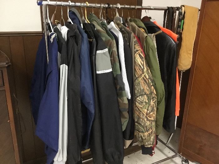 Most of these are athletic memorabilia, leather jackets, fishing jackets etc. sizes XL through 2XL and 3XL - some are new with tags 