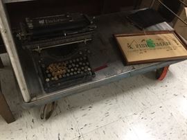 Vintage typewriter and fishing cross stitch picture 