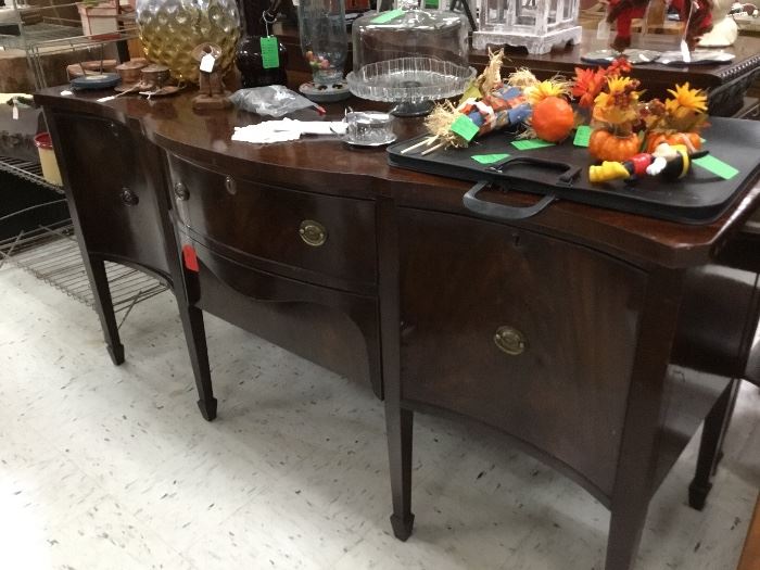 Vintage side board - left has open area, middle is 2 drawers, and right is also a drawer - spade foot legs - great condition