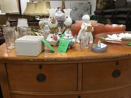 Glass and collectibles - blue ring holder is Fenton