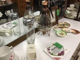 Carafe, martini mixer, spoon rests