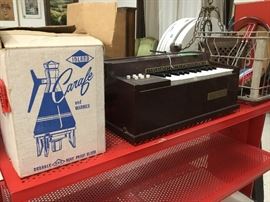 Small organ and vintage carafe with original box