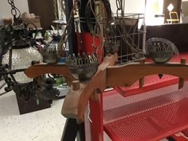 Vintage wooden hanging lamp