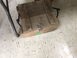 Old wooden box with lock