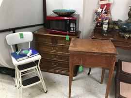 Microwave and sewing cabinet