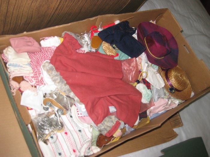 Box of old Ginny, Jerri Lee, and other doll clothes