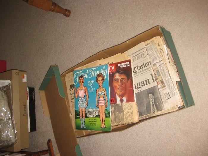 Old paper dolls and vintage newspapers and memorabilia 