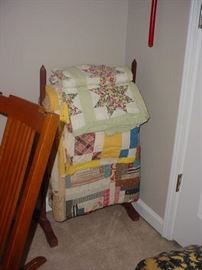 Many hand sewn old quilts