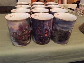 2002 Bradford Exchange Thomas Kinkade Month Cup Collection.