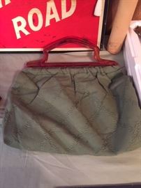Antique Women's Purse With Acrylic Handle.