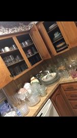 Glassware, plates, crystal,  cookie jars