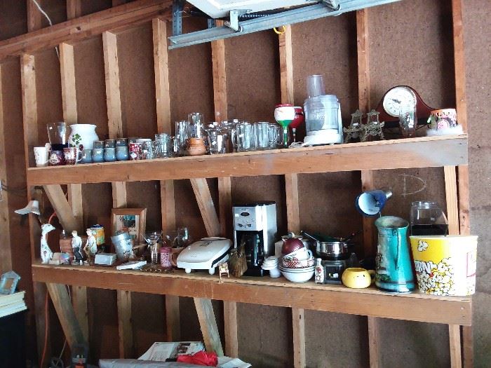 Assorted kitchen ware and garage items