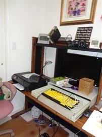 desk, computer parts