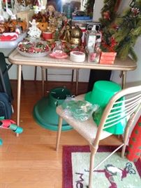 Christmas, 2 card tables & 4 chairs