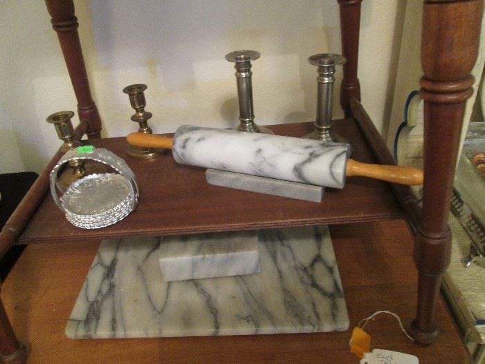 Marble Kitchen Items, Candlesticks and Coasters