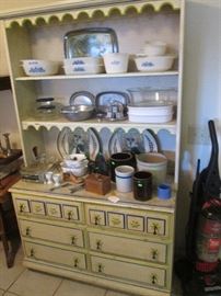 Storage and Display Unit with Hutch, painted with scalloped details