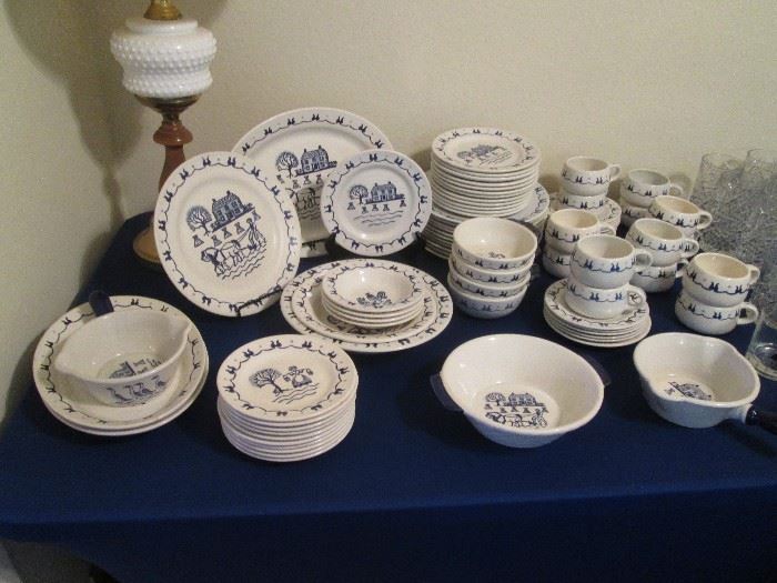 Poppytrail Pottery Dish Set by "Metlox", Md inCalif. Provincial Blue