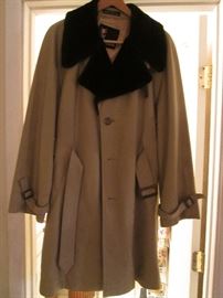 Man's Long Coat, Belted with contrast collar